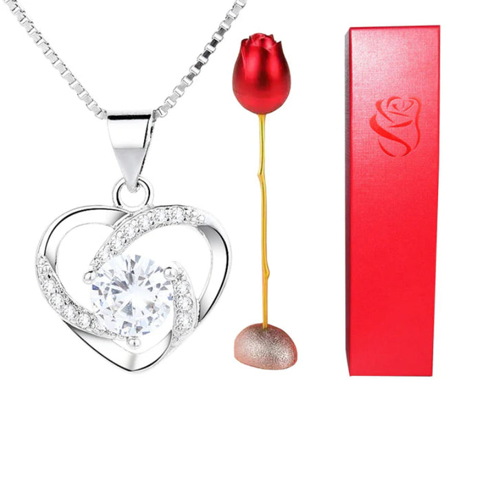 Rose Pendant With Projection Necklace