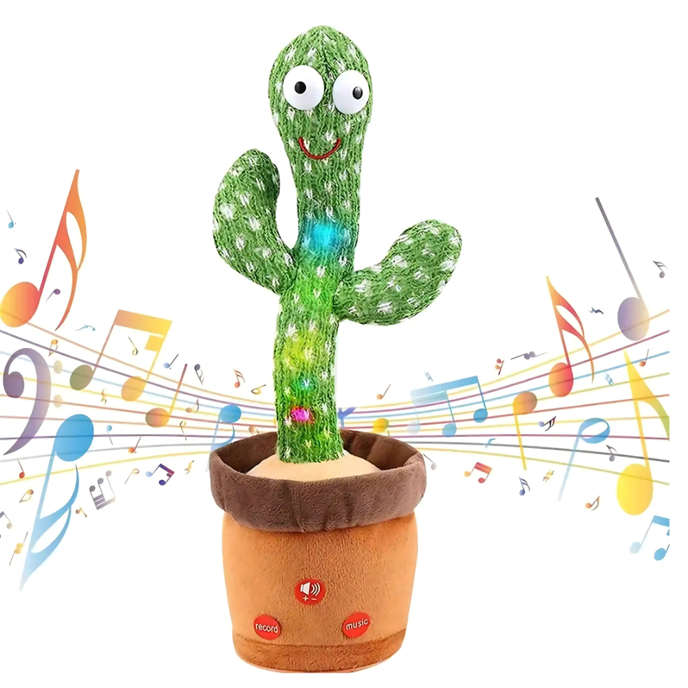 Interactive Dancing Cactus Toy With Music And LED Lights