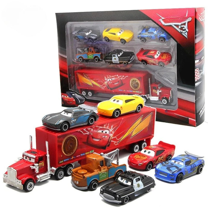 7 Piece Toy Car Collection With Transport Truck