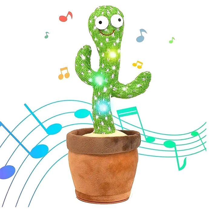 Interactive Dancing Cactus Toy With Music And LED Lights