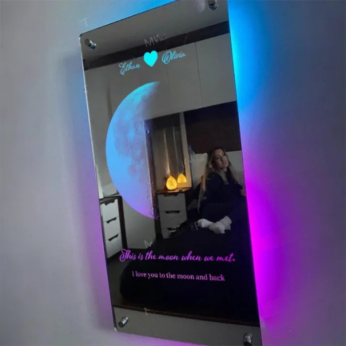 Custom Moon Phase Mirror Light