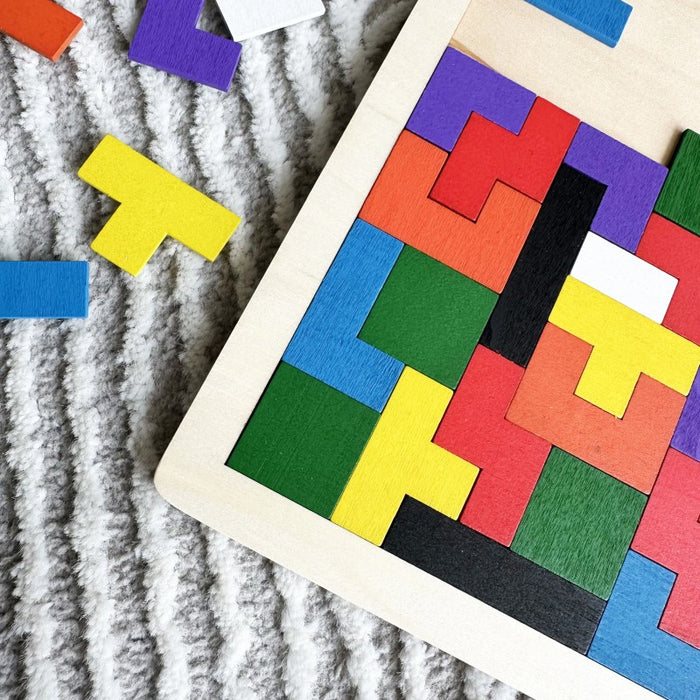 Colorful Wooden Tetris Puzzle Game