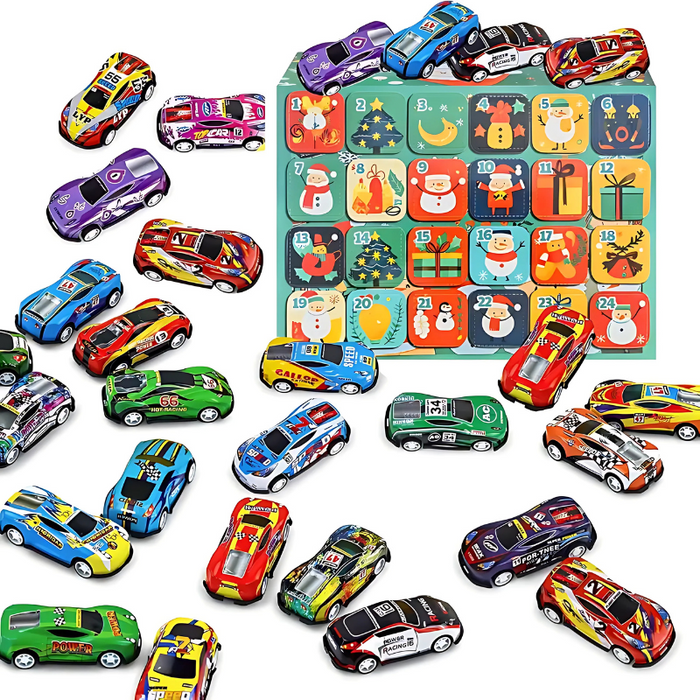 Christmas Advent Calendar Metal Pull Back Toy Cars Set