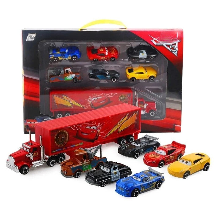 7 Piece Toy Car Collection With Transport Truck