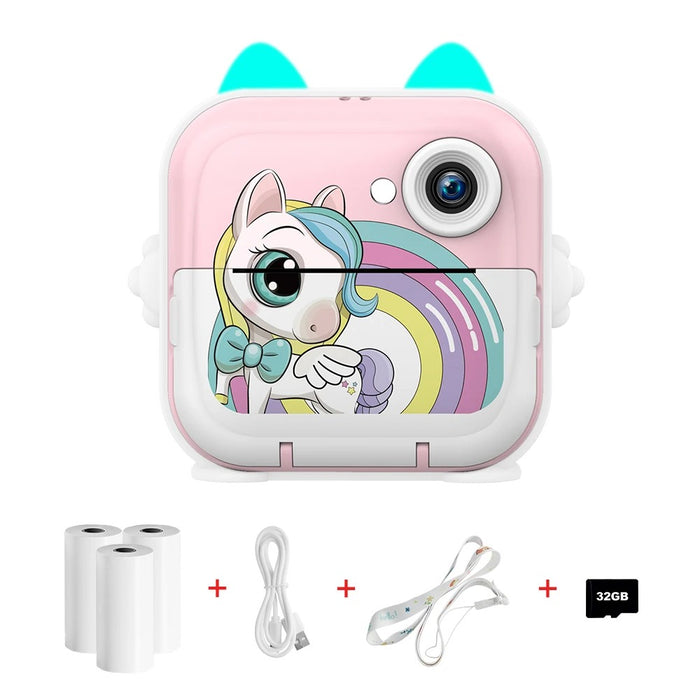 Instant Print Camera With Unicorn Design