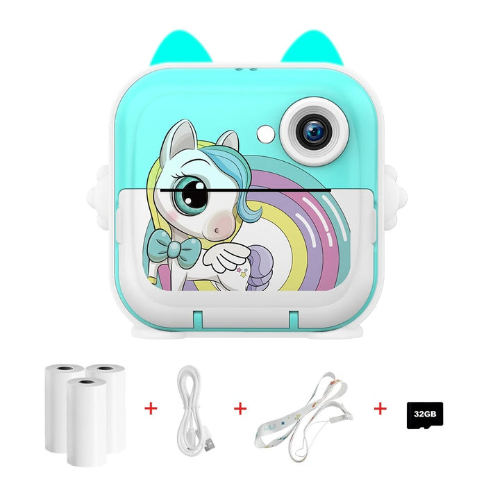 Instant Print Camera With Unicorn Design