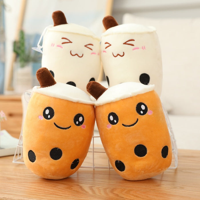 Cartoon Bubble Tea Cup Shaped Pillow