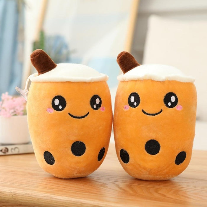 Cartoon Bubble Tea Cup Shaped Pillow