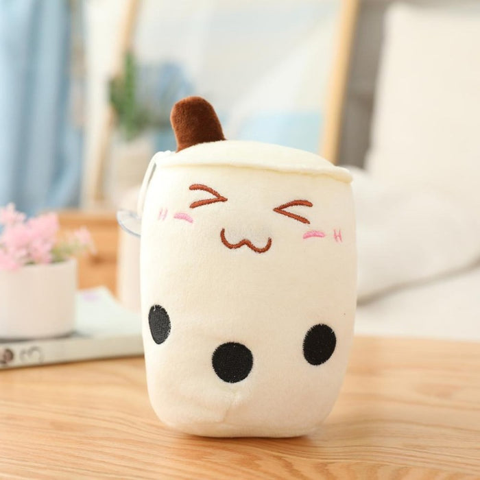 Cartoon Bubble Tea Cup Shaped Pillow