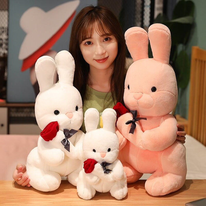 The Rabbit With Rose Plush Pillow