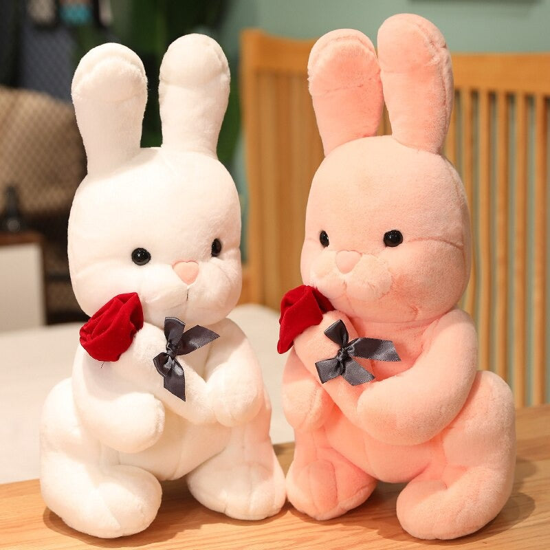The Rabbit With Rose Plush Pillow