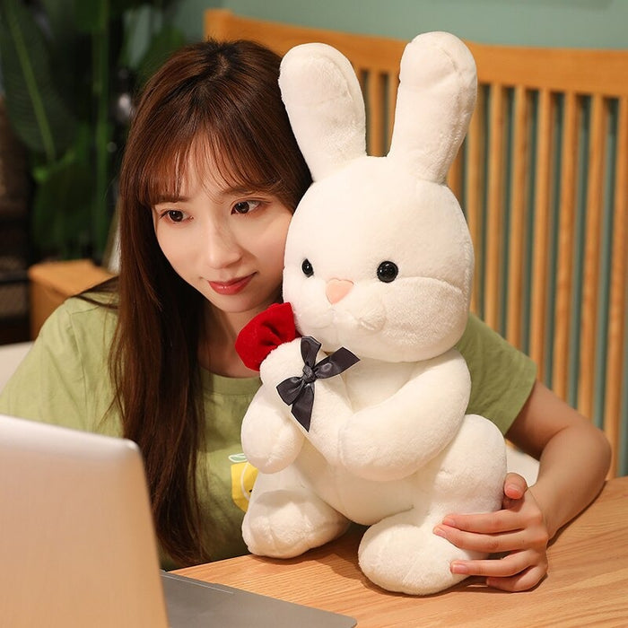 The Rabbit With Rose Plush Pillow