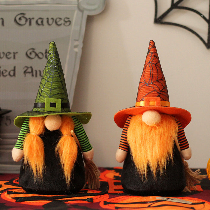 Halloween Faceless Old Dwarf Man And Witch Toy