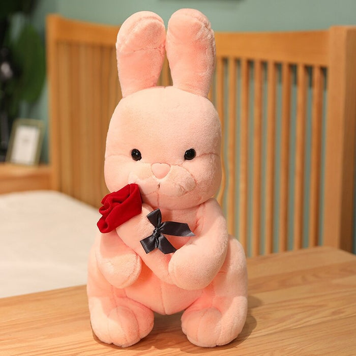 The Rabbit With Rose Plush Pillow