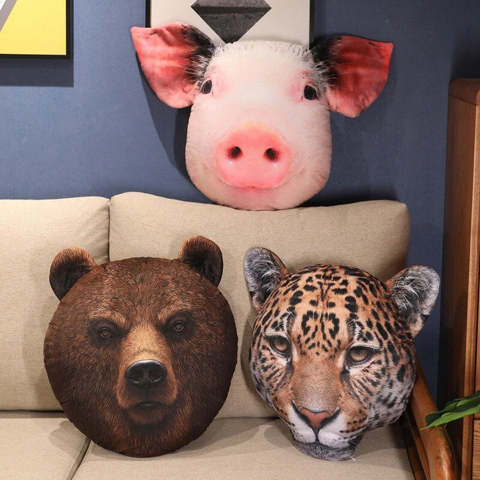 The Animal Head Plush Pillow