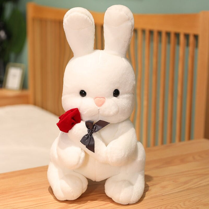 The Rabbit With Rose Plush Pillow